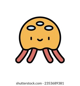 Orange Jellyfish Icon Vector Illustration