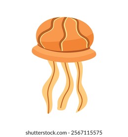 Orange jellyfish. Sea creatures. Medusa. Jellyfish clip art. Ocean animal.