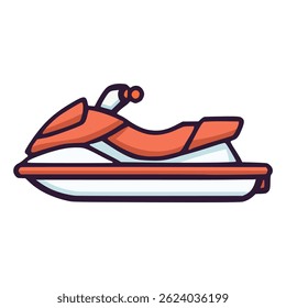 orange jet ski sport vehicle sea flat color vector illustration template design