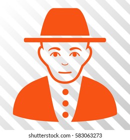 Orange Jew toolbar icon. Vector pictograph style is a flat symbol on diagonally hatched transparent background.
