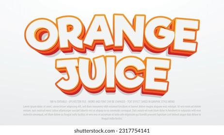 Orange juice 3d style editable text effect template