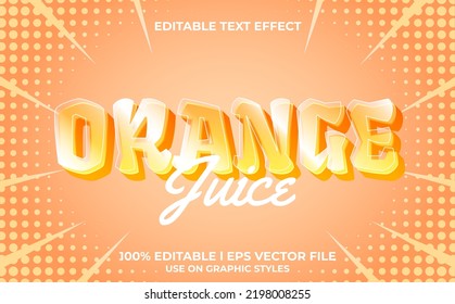 Orange Juice 3d Text Effect With Fresh Theme. Orange Typography Template For Drink Product