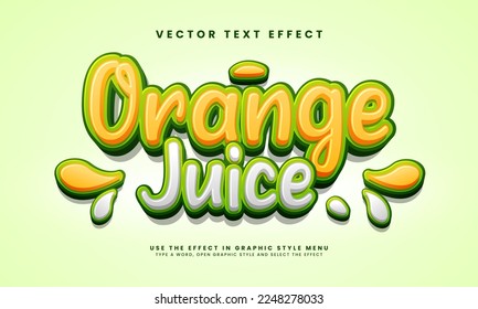 Orange juice 3D text effect. Editable text style, suitable for orange product needs.