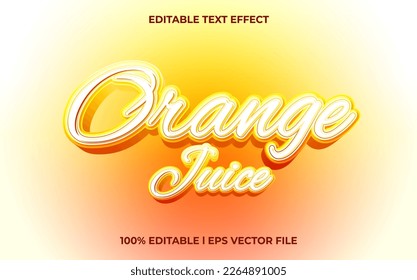 orange juice 3d text effect and editable text, template 3d style use for business tittle
