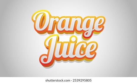 Orange Juice 3D Text Vector with Modern, Luxury and Premium Style. White Background and Orange main color text