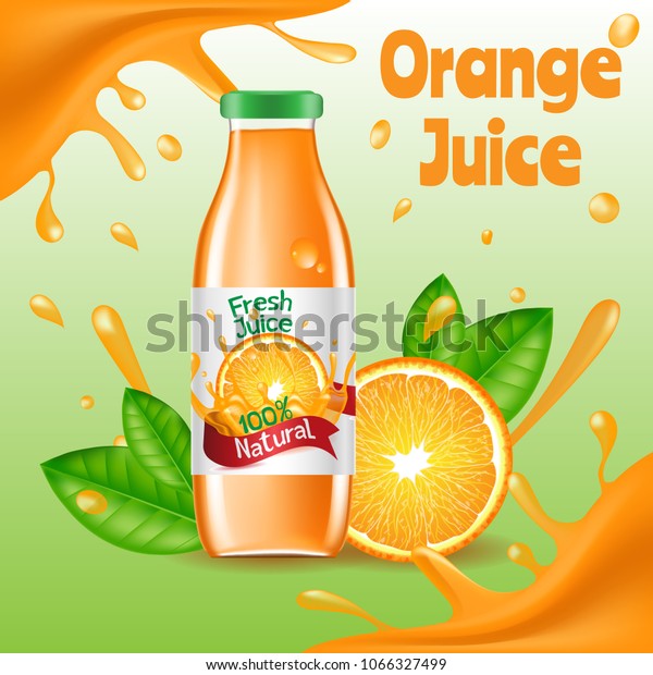 Orange Juice Ad Poster Glass Drinking Stock Vector (Royalty Free ...