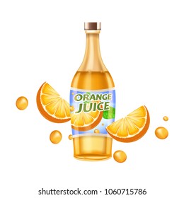 Orange juice ads, vector packaging. Realistic illustration