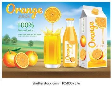 orange juice ads.illustration vector