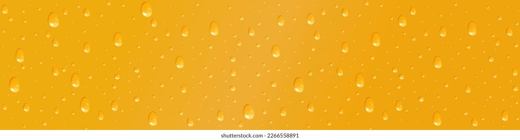 Fondo de jugo de naranja con gotas. Gotas de cerveza aisladas en un fondo degradado de color naranja. Cartel, cartel con burbujas líquidas. Ilustración del vector