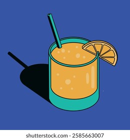 Orange juice with blue background vector