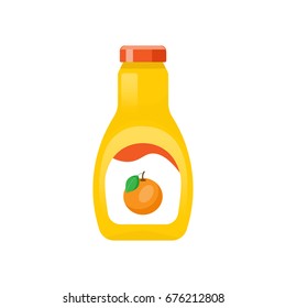 Orange Juice Bottle Flat Icon.