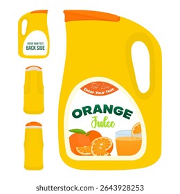 Orange Juice Bottle Full Package Vector Design. Fruit Juice Bottle Icons. Vector Illustrations shutter stock 