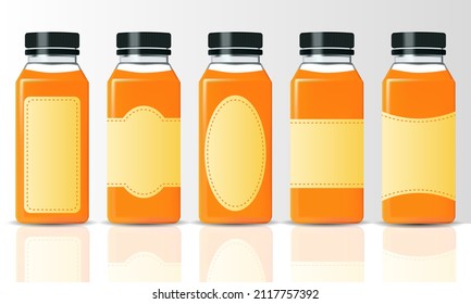 orange juice bottle mockup with various sticker by vector design