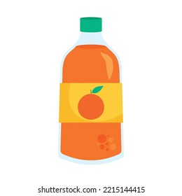 orange juice bottle on white background