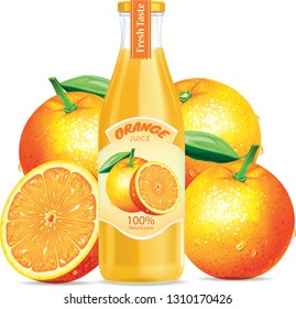 orange juice bottle.illustration vector