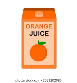 Orange juice box cartoon style clip art isolated in white background. fresh juice. healthy drink. juice simple vector illustration