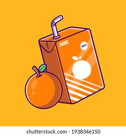 Orange Juice Box Cartoon Vector Icon Illustration. Food And Drink Icon Concept Isolated Premium Vector. Flat Cartoon Style svg