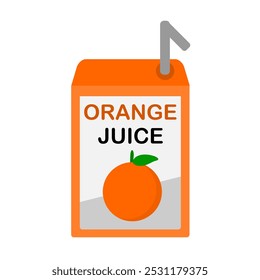 Orange juice box flat icon clip art isolated in white background. fresh juice. healthy drink. juice simple vector illustration