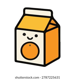 Orange juice box illustration in cute cartoon style for product design