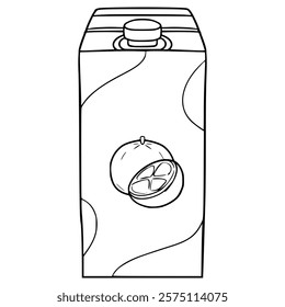orange juice box illustration hand drawn outline vector