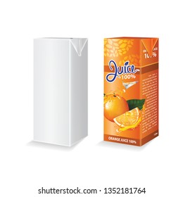 Orange Juice Box Package Vector Illustration