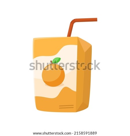 Orange juice box with straw vector illustration isolated on white background