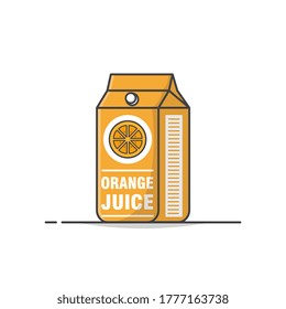 Orange Juice Box Vector Icon Illustration. Juice Cardboard Packaging. Juice Drink Container