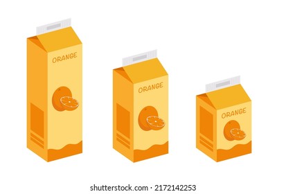 Ilustración del icono vectorial de la caja de jugo de naranja, icono aislado en fondo blanco. Ilustración vectorial de estilo plano para diseño web y móvil.