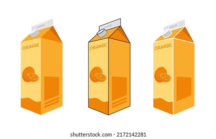 Ilustración del icono vectorial de la caja de jugo de naranja, icono aislado en fondo blanco. Ilustración vectorial de estilo plano para diseño web y móvil.