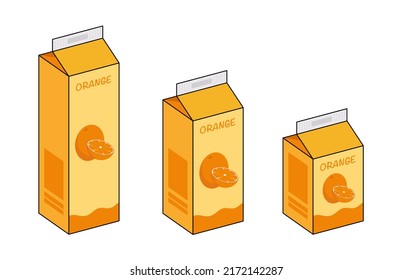 Ilustración del icono vectorial de la caja de jugo de naranja, icono aislado en fondo blanco. Ilustración vectorial de estilo plano para diseño web y móvil.