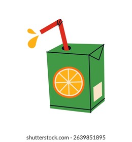 Orange juice box vector illustration.