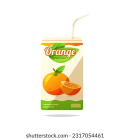 Orange juice box vector isolated on white background