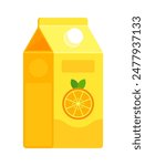 Orange juice carton flat vector illustration isolated on white background. Refreshing drink concept. Perfect for packaging designs, advertisements, and menus