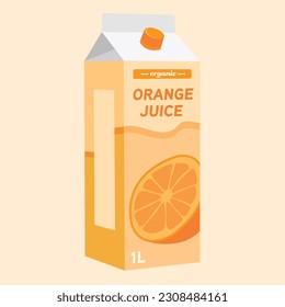 Orange juice carton illustration. Isolated vector graphic of a bottle of organic fruit juice.