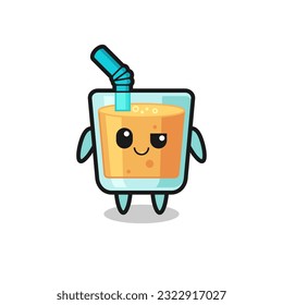 orange juice cartoon with an arrogant expression , cute style design for t shirt, sticker, logo element