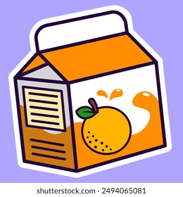 orange juice cartoon digital sticker