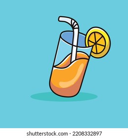 Orange Juice Cartoon Mascot Vector Design Flat Cute Smile Expression