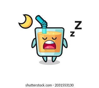 orange juice character illustration sleeping at night , cute style design for t shirt, sticker, logo element