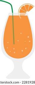 Orange juice cocktail in glass with piece of fruit vector illustration