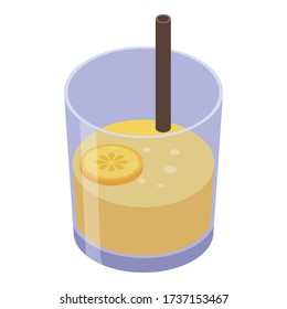 Orange juice cocktail icon. Isometric of orange juice cocktail vector icon for web design isolated on white background