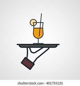 Orange juice cocktail serves by garson vector icon