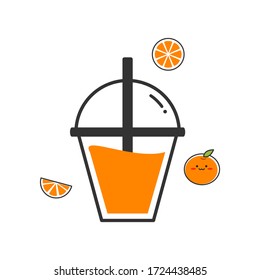 Orange juice concept illustration. Orange juice icon. Flat style beverage. Refreshing drink. Illustration vector.