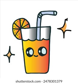Orange juice with cool vector