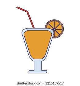 Orange juice cup with straw