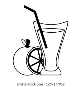 orange juice cup with straw