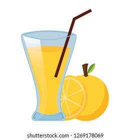 orange juice cup with straw