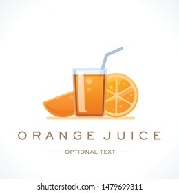 Orange Juice Design Logo Template and Text