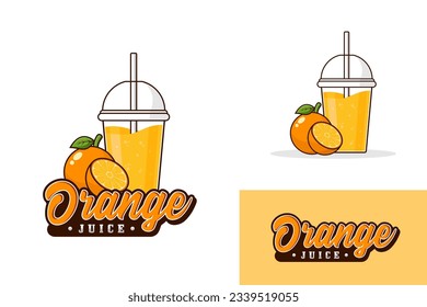 Orange juice drink logo design illustration collection for label product, shop logo, stamp, banner, and more