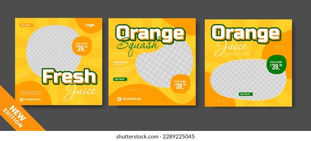 Orange juice drink menu template for restaurant promotion
