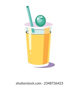 Orange juice in a drinking glass, vector illustration design template elements